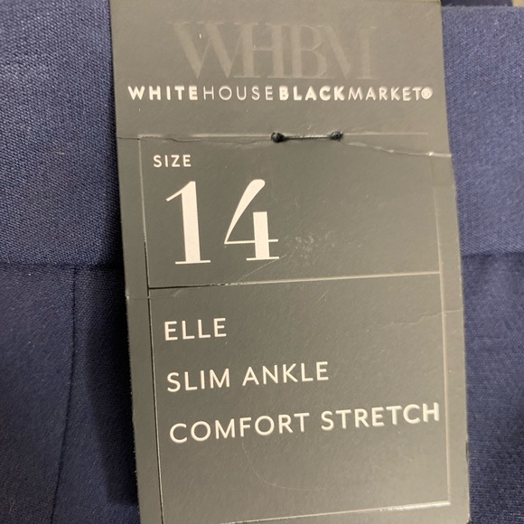 White House Black Market ELLE Slim Ankle Comfort Stretch Navy Women's Trousers - Picture 4 of 10